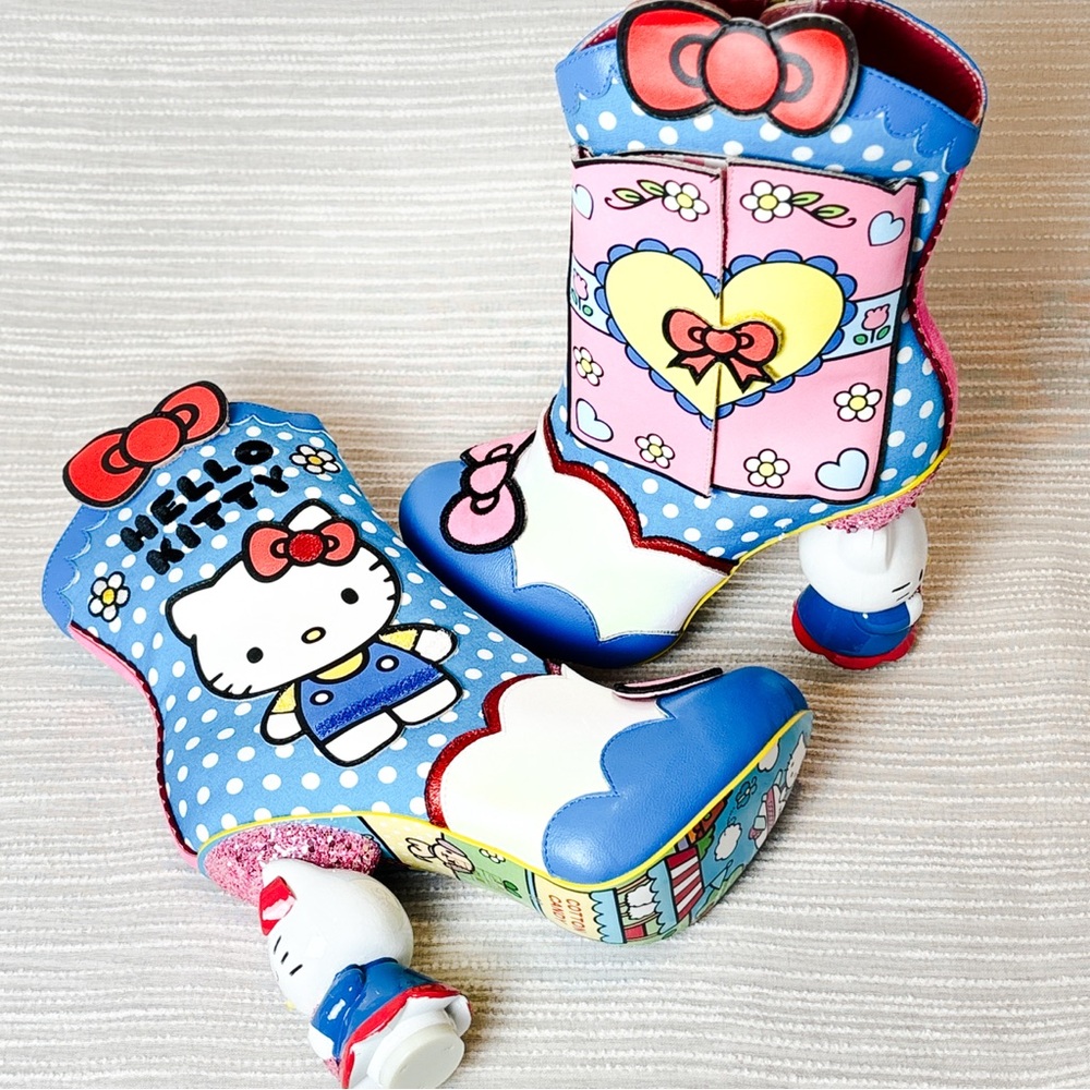 Irregular Choice Hello Kitty Dress Up Character Heel Boots Size 39 Rare Collab - Picture 5 of 10